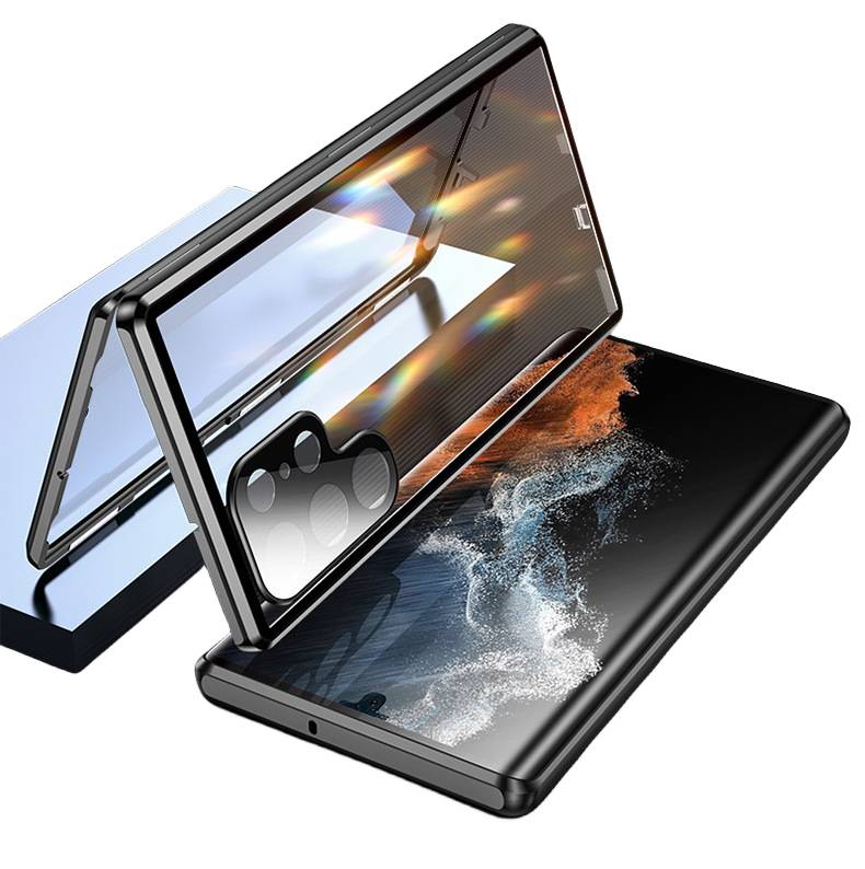 Samsung Anti-Peeping-Handyhülle mit Schloss/magnetischer Absorption/Objektivschutz Black Samsung S22 Ultra