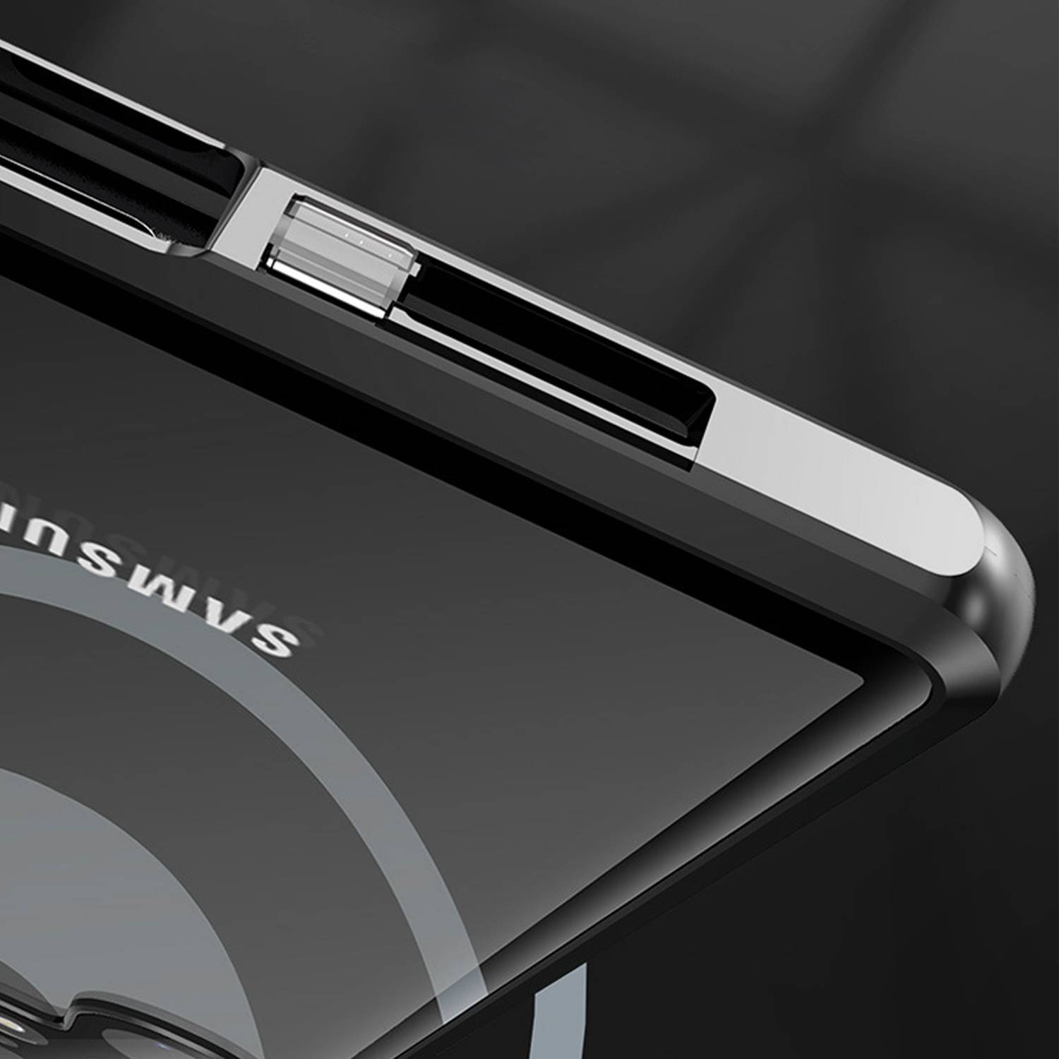 Magnetische doppelseitige Handyhülle aus gehärtetem Glas Silver Samsung S22