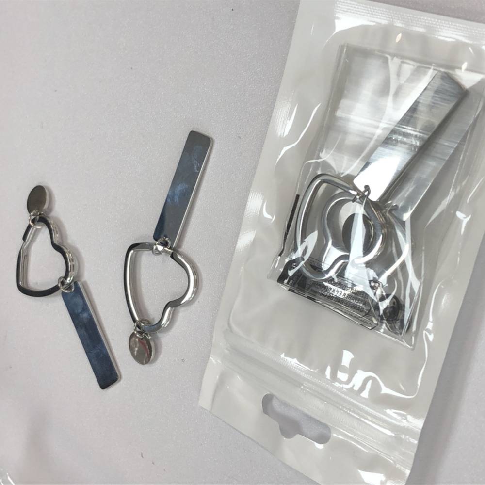2er-Pack herzförmiger DIY-Schlüsselanhänger aus Edelstahl Silver