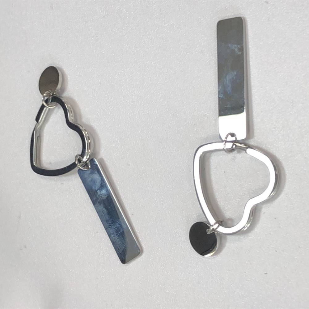 2er-Pack herzförmiger DIY-Schlüsselanhänger aus Edelstahl Silver