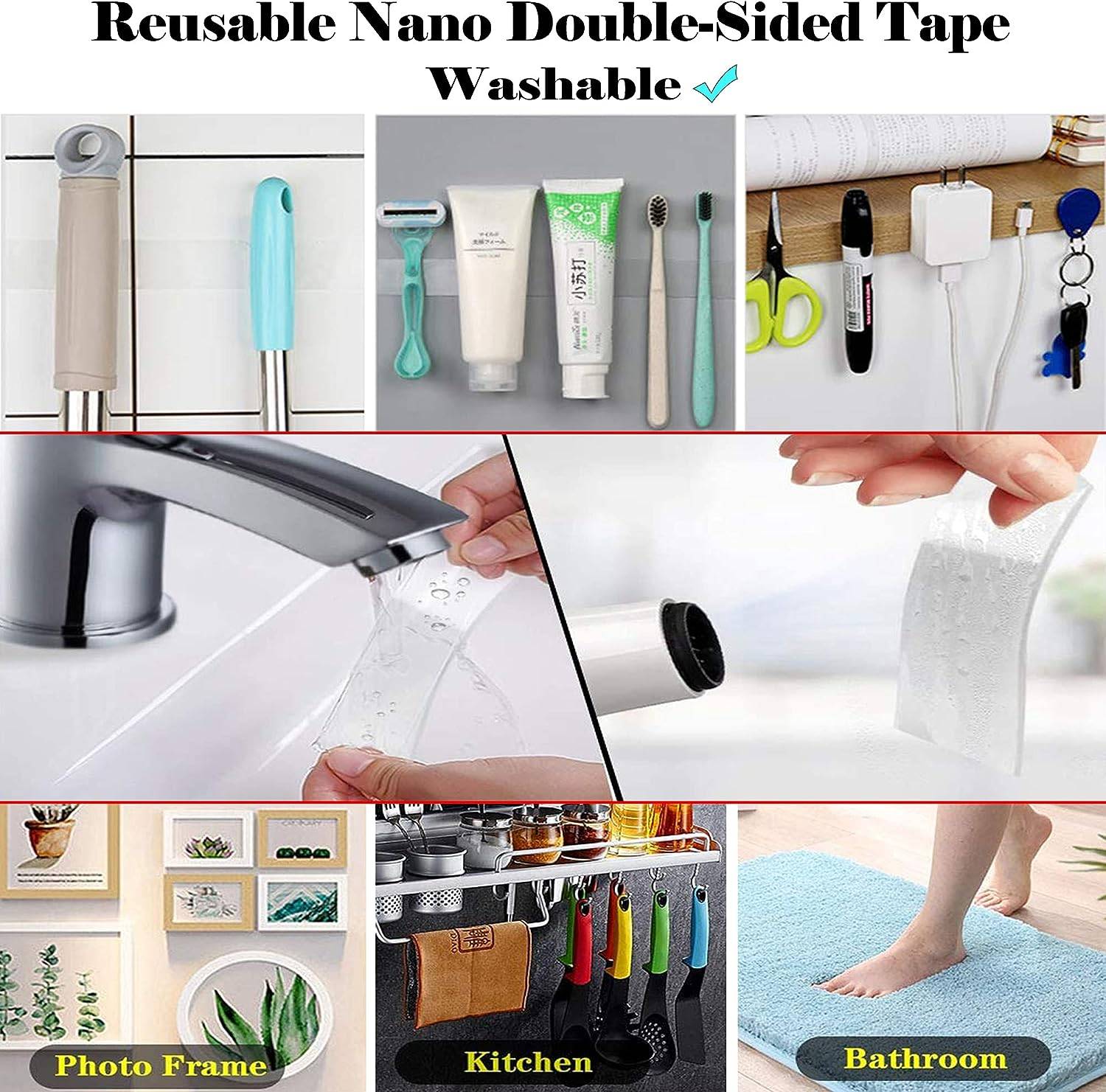 Doppelseitiges und nicht abfärbendes Nano-Klebeband, 3 m – 2er-Pack Transparent 300 x 3 x 0.2 cm