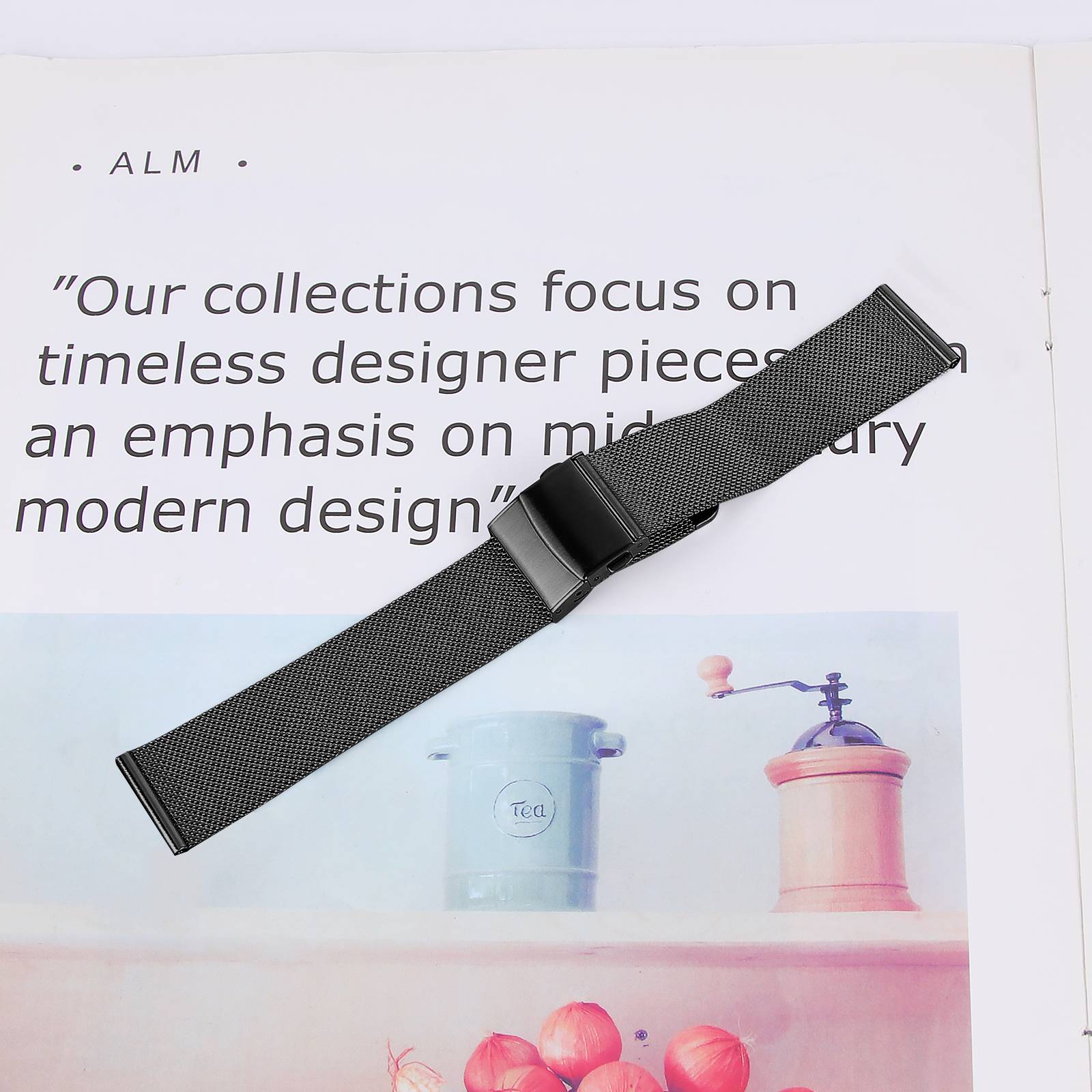 22 mm Edelstahl-Uhrenarmband für Samsung/Huawei Black