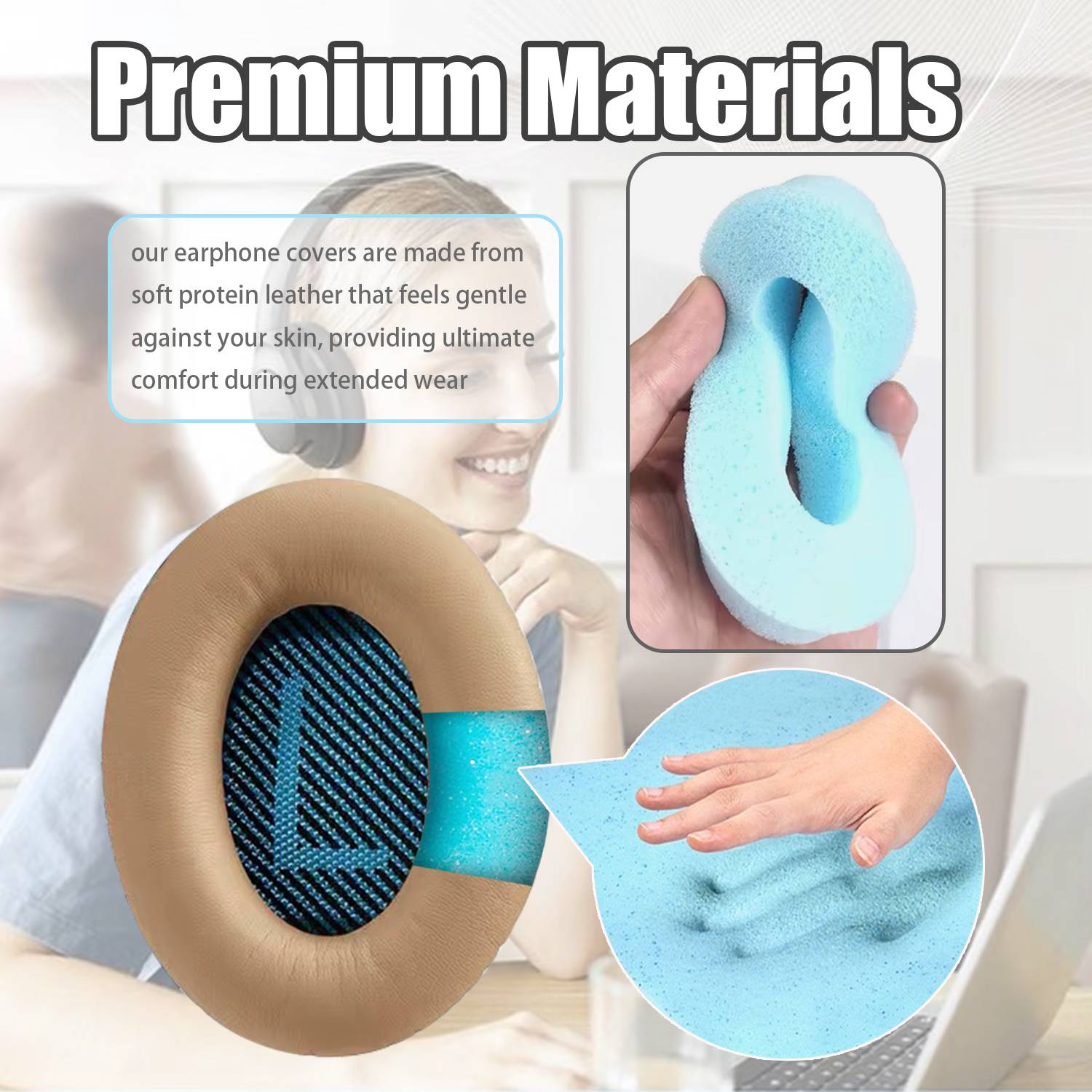 Ohrpolster Ersatz für Bose QC15 QC25 QC35 AE 2 Beige