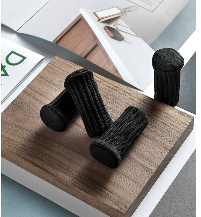 Gestrickte Stuhlsocken / Möbelfüße, 16er-Pack Black