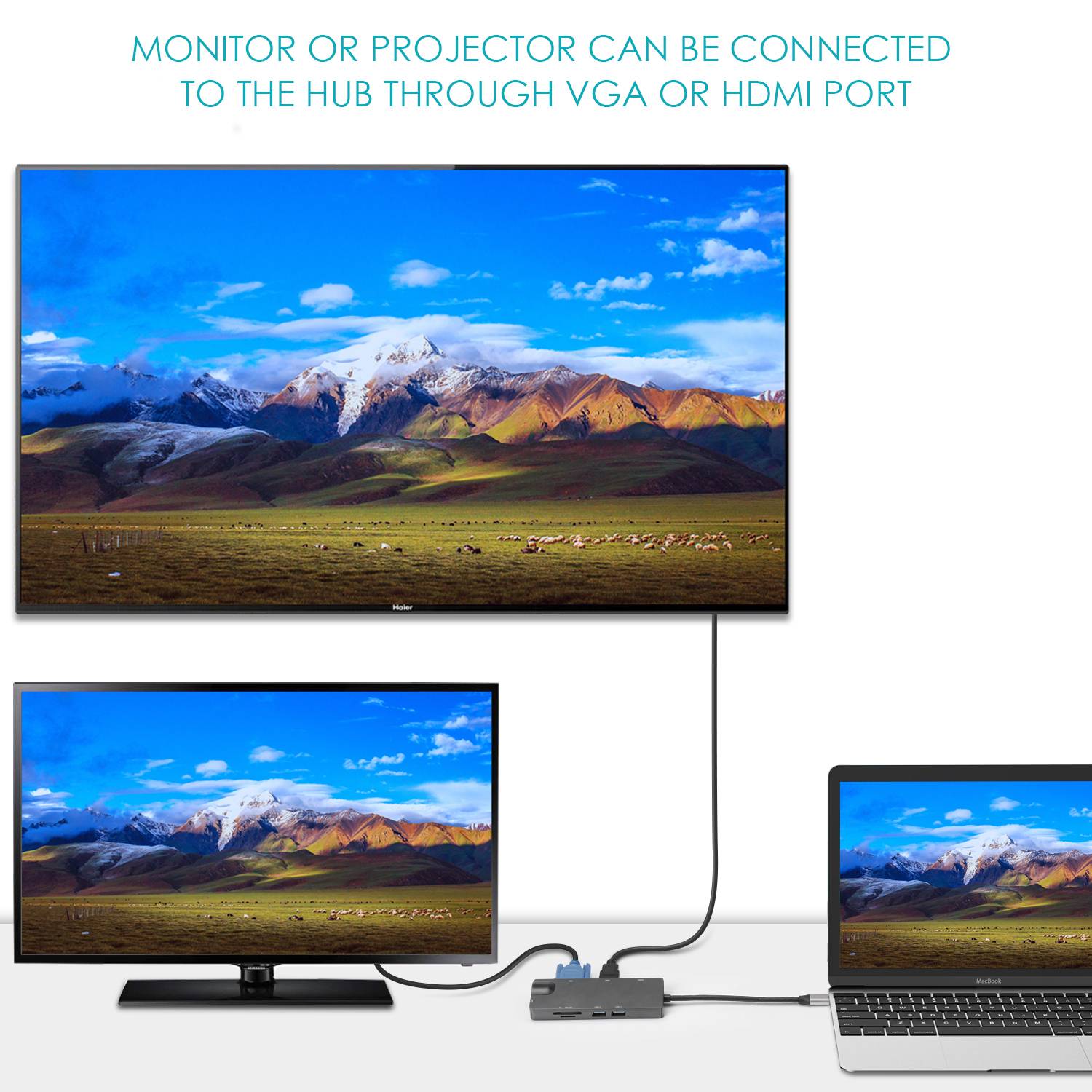 9-in-1-USB-C-Hub mit USB 3.0, HDMI, RJ45, SD/TF-Kartenleser, 100 W PD, VGA