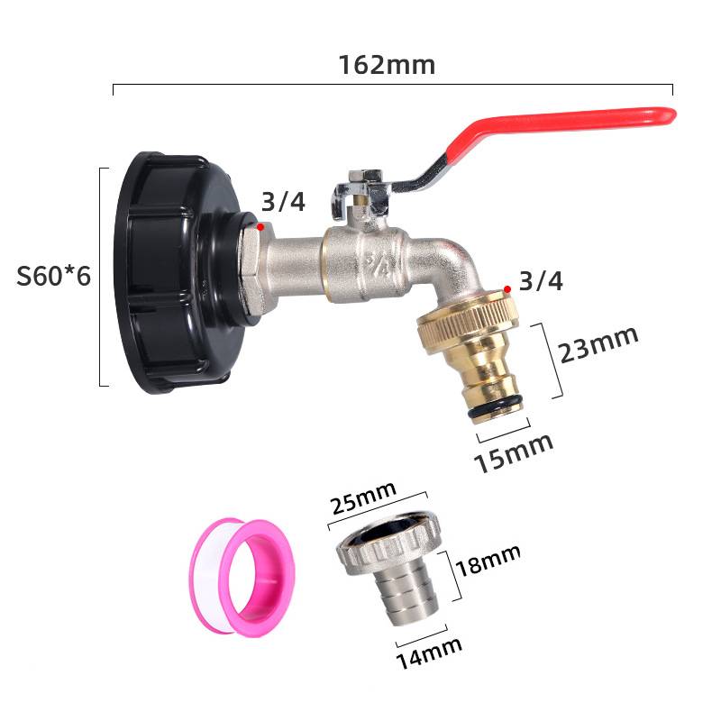 Wasserhahn aus vernickeltem Messing – 3/4 Zoll, S60x6