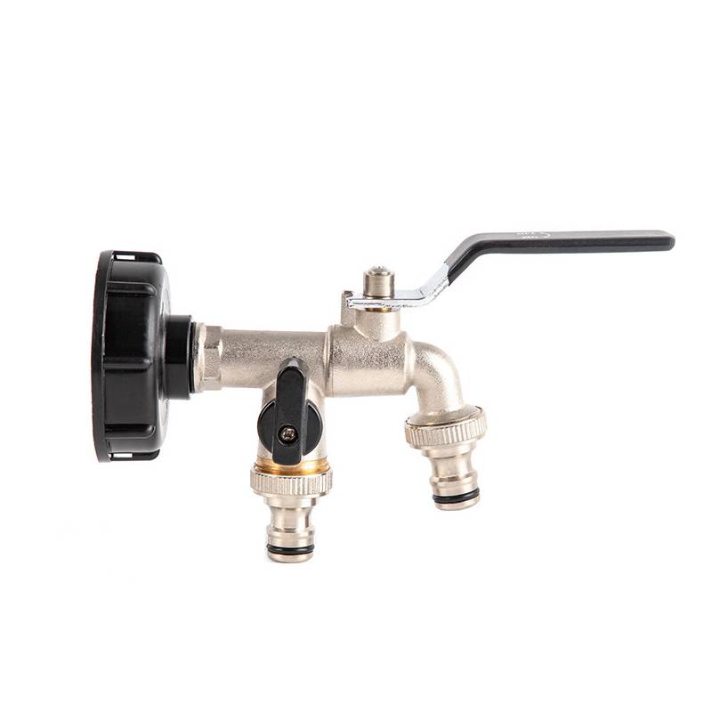 Außenwasserhahn mit Doppelauslass, 1/2 Zoll Außengewinde, Doppelauslass 3/4 Zoll Black