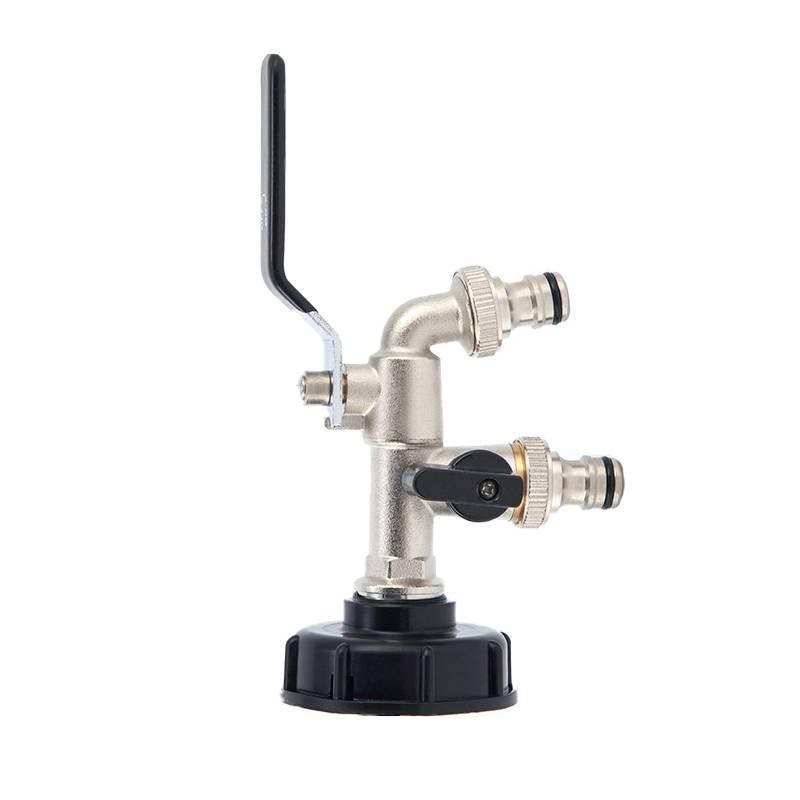 Außenhahn mit doppeltem Auslass, 3/4-Zoll-Außeneinlass, doppelter 3/4-Zoll-Auslass Black