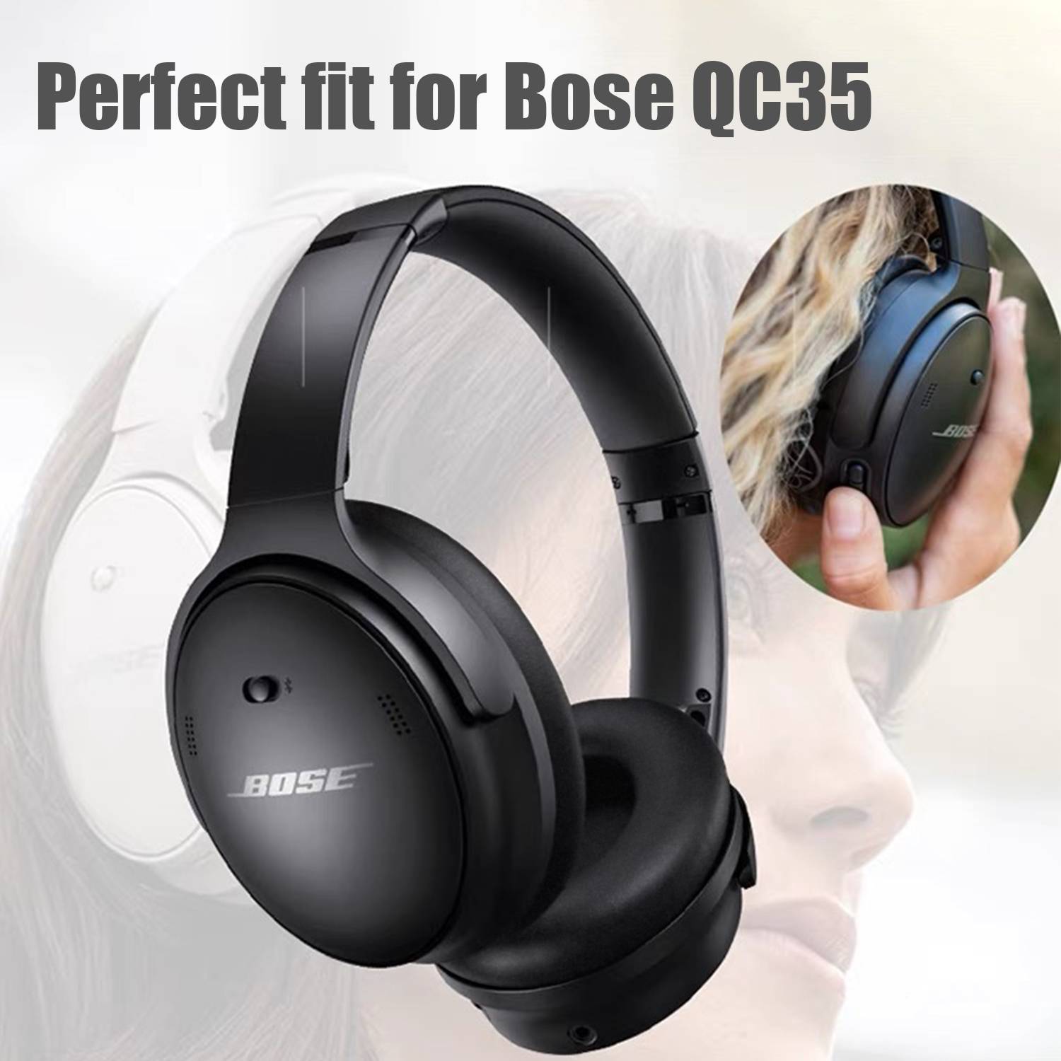 Ohrpolster für Bose QC35 / QC35-ii, QC25 1/2 Black
