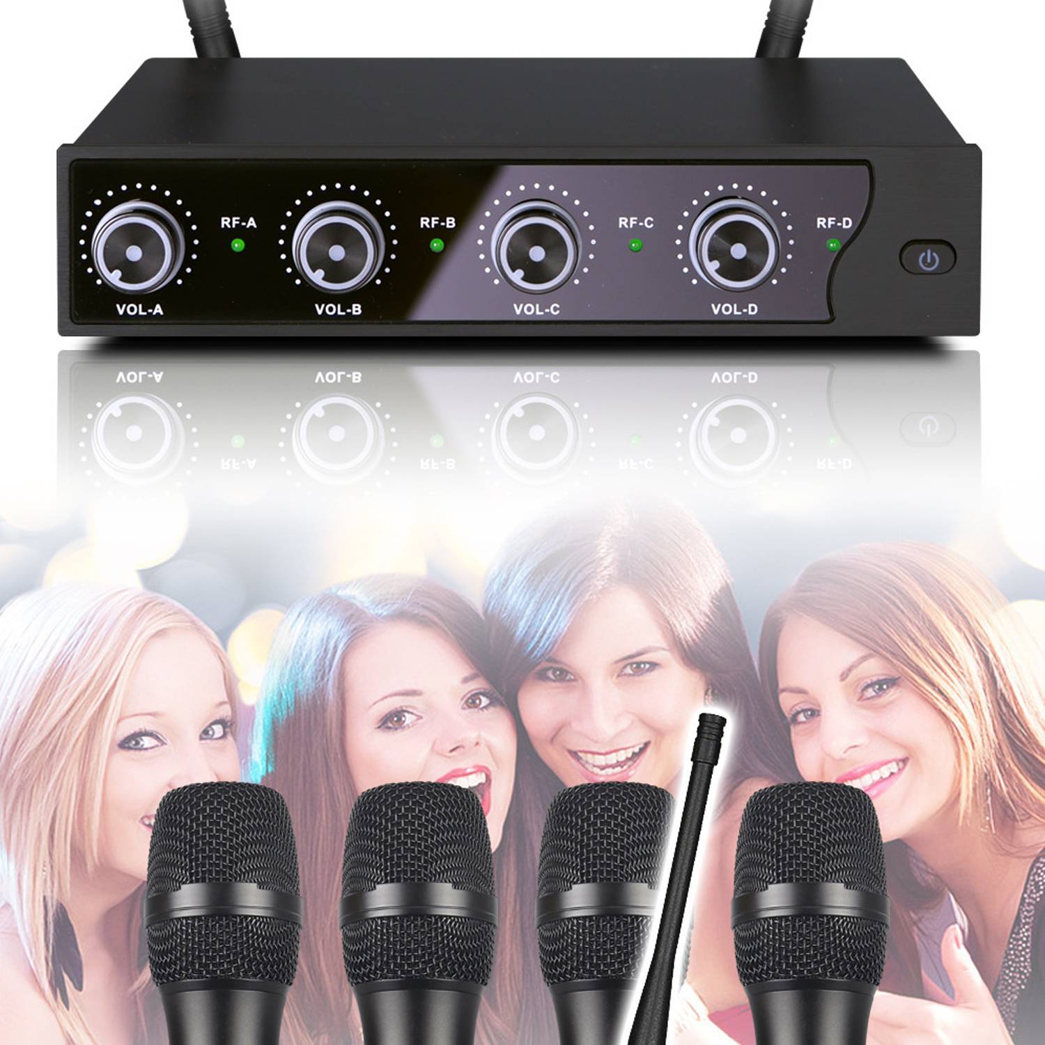Professionelles Funkmikrofon im 4er-Set mit festem Empfänger