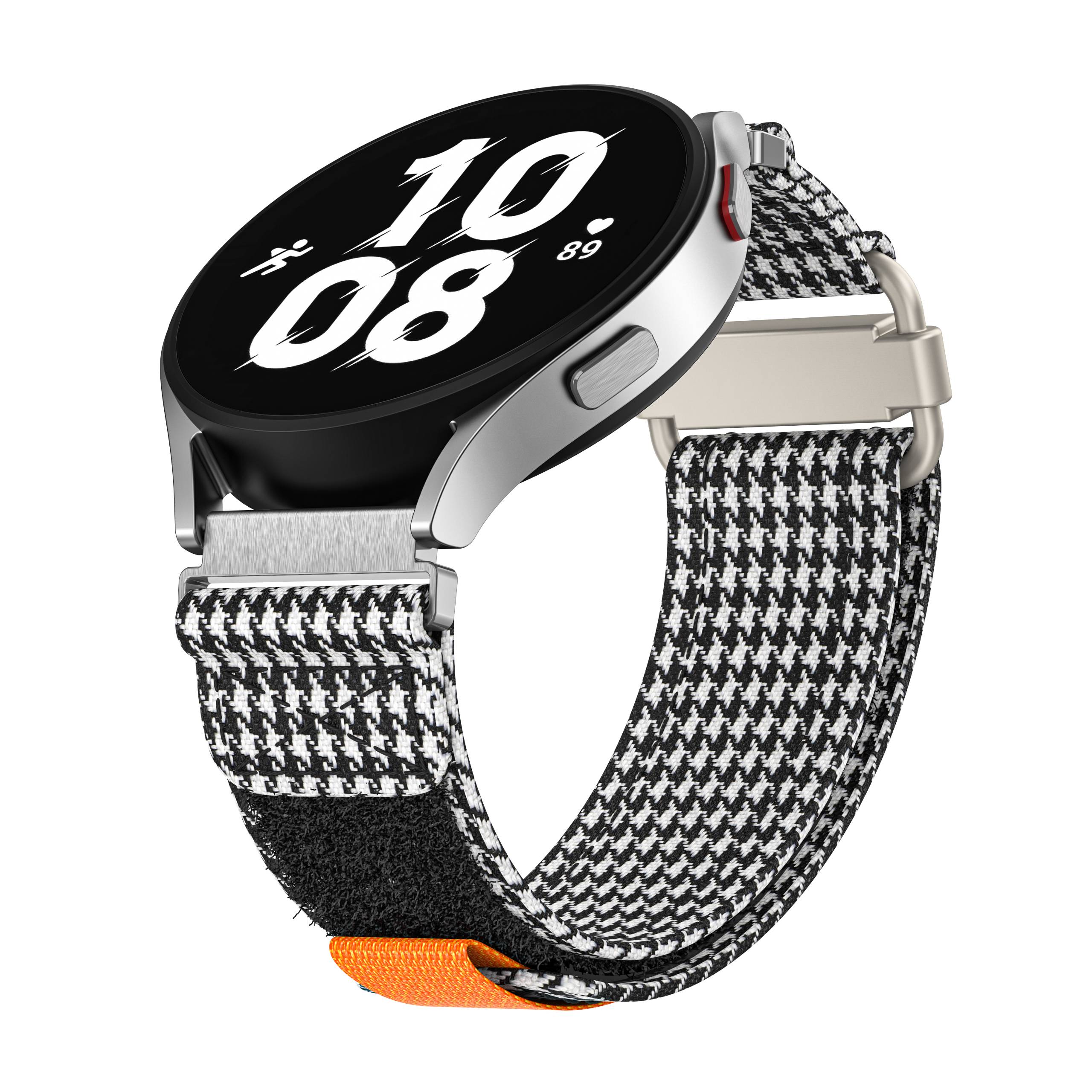 20 mm Canvas-Uhrenarmband für Samsung Galaxy Watch Active 1/2, Galaxy Watch 4 Black+White