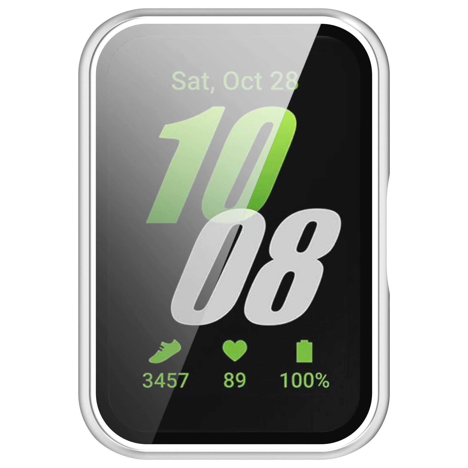 Abdeckung mit Displayschutzfolie aus gehärtetem Glas für Samsung Galaxy Fit 3 (SM-R390) Silver