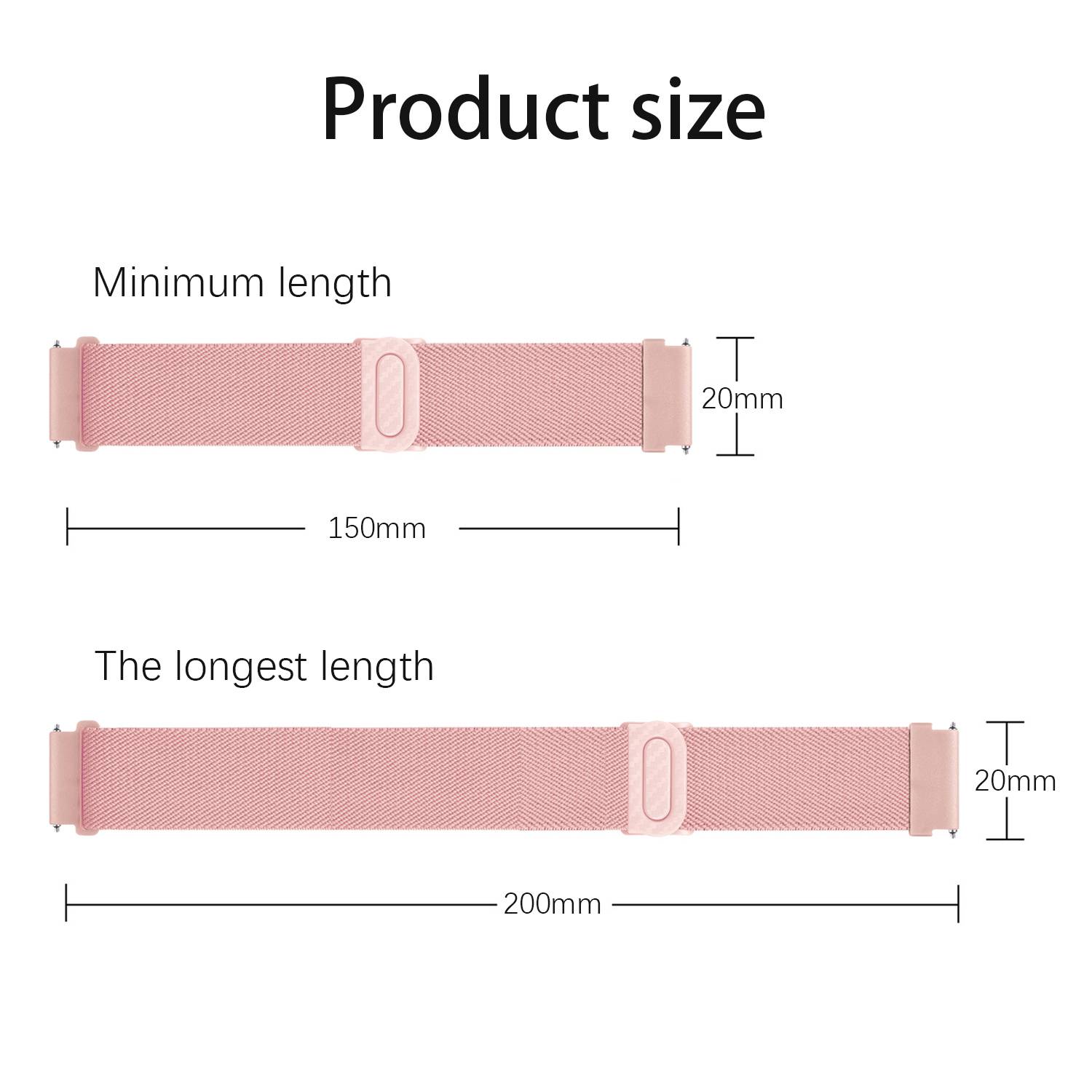 Nylon-Uhrenarmband kompatibel mit Huawei, Xiaomi, Garmin, Samsung 20 mm Pink