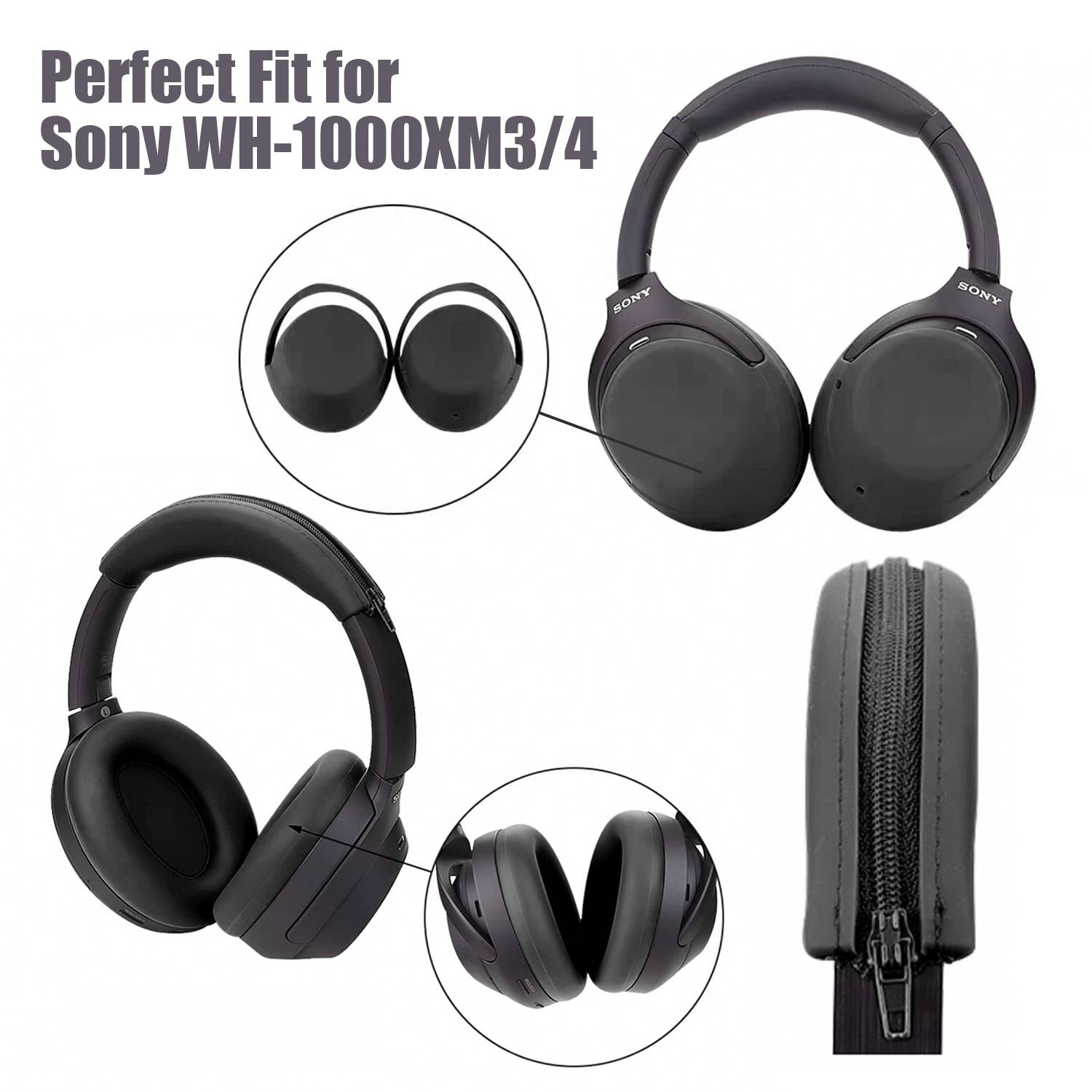 Kopfbügel und Ohrpolsterschalen für SONY WH-1000XM3/4 Black