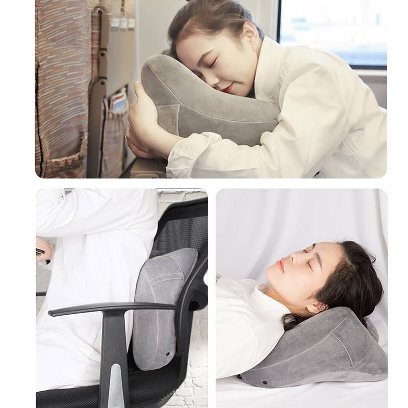 Aufblasbares Nackenkissen mit Kapuze Grey