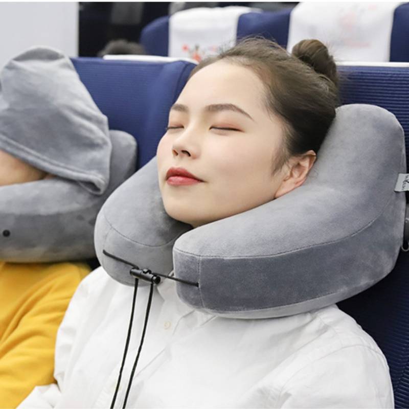 Aufblasbares Nackenkissen mit Kapuze Grey