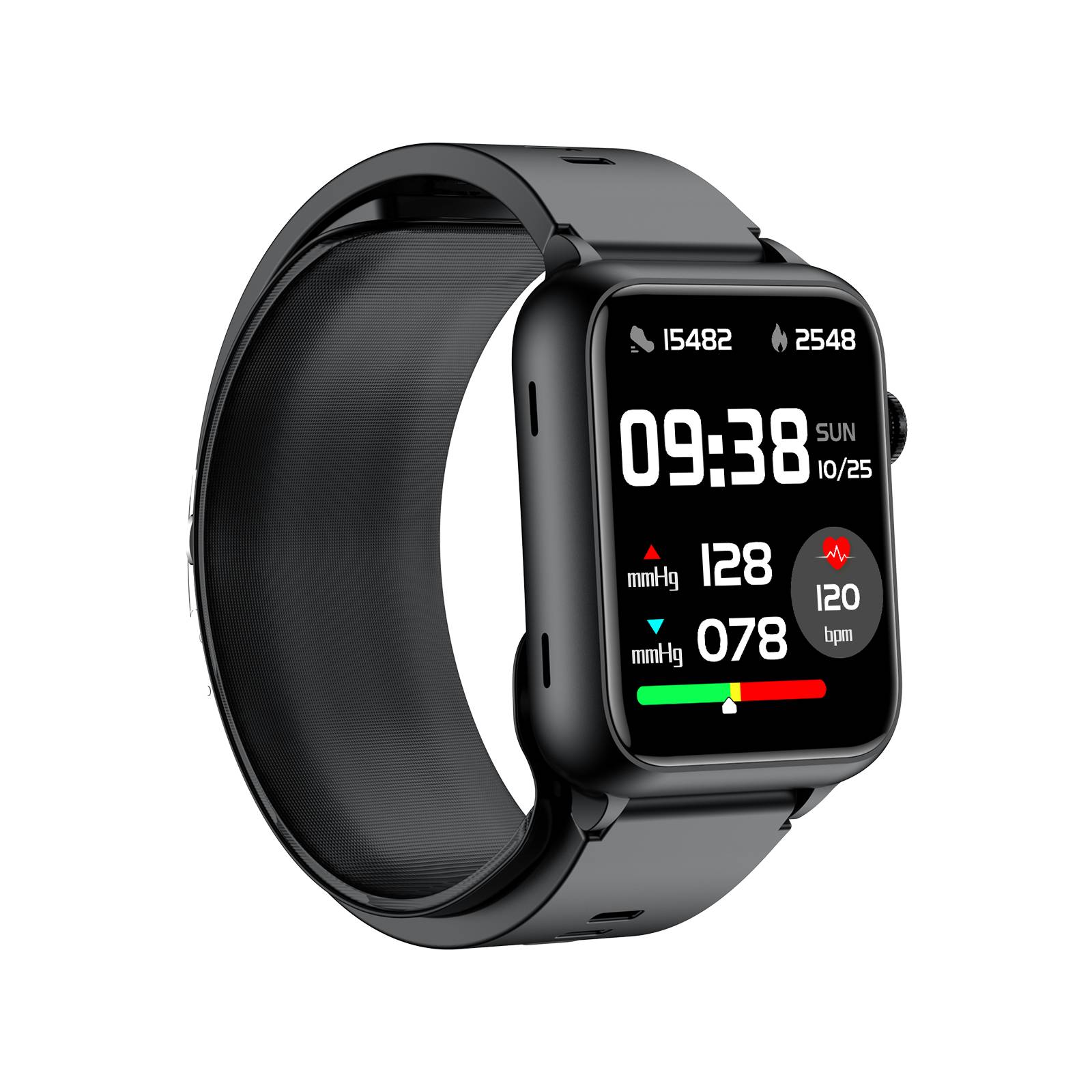 Smartwatch, 1,91-Zoll-Bildschirm, Blutdruck, Herzfrequenz, Blutsauerstoff Black