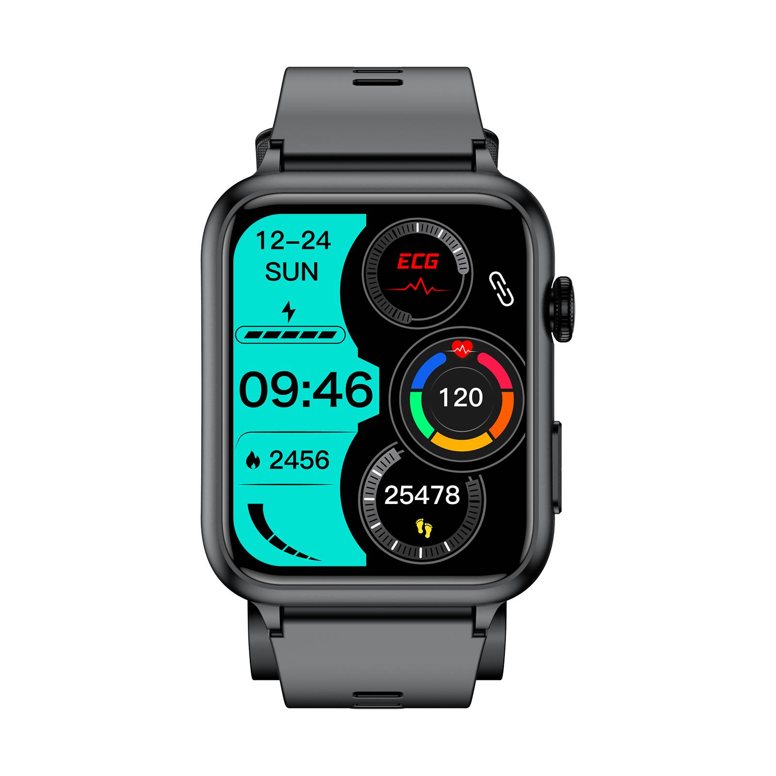 Smartwatch, 1,91-Zoll-Bildschirm, Blutdruck, Herzfrequenz, Blutsauerstoff Black