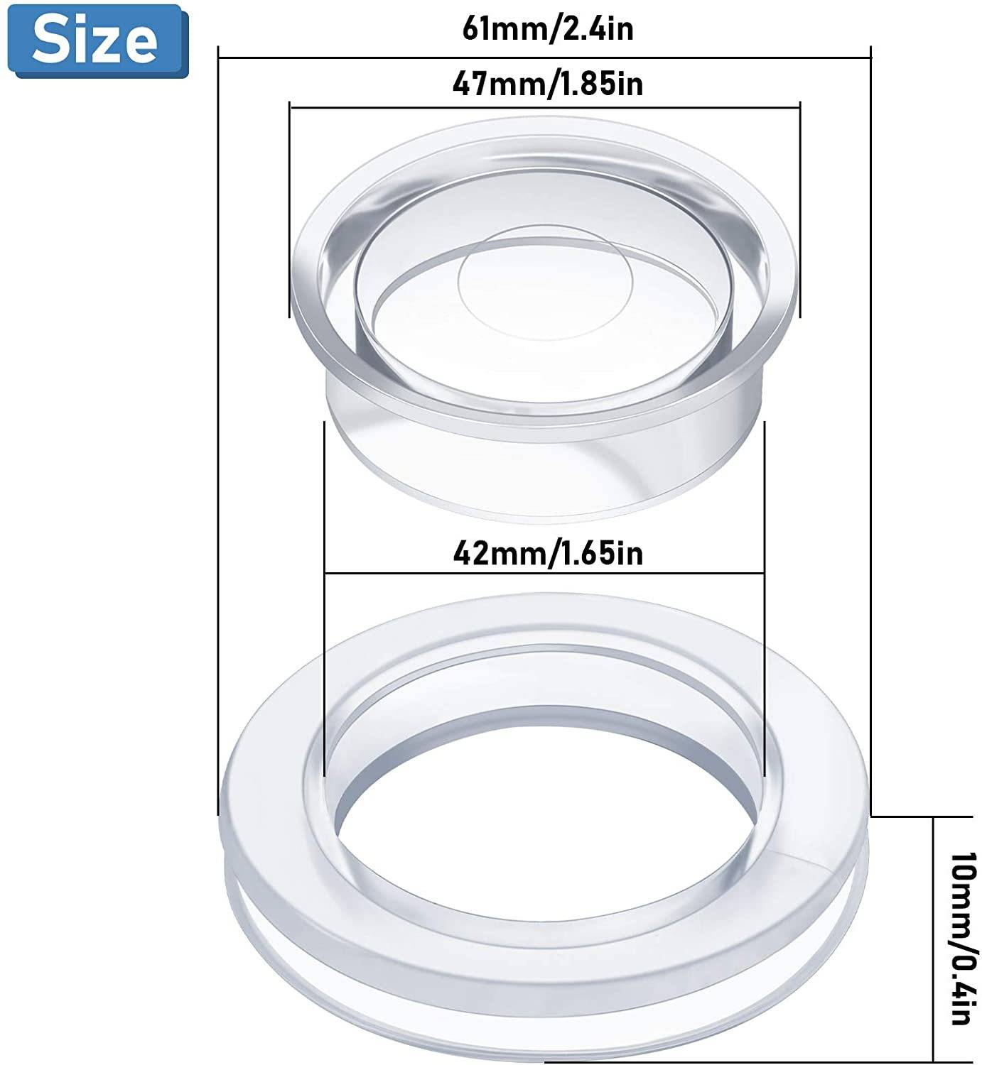 Schirmlochring und Kappenset Transparent