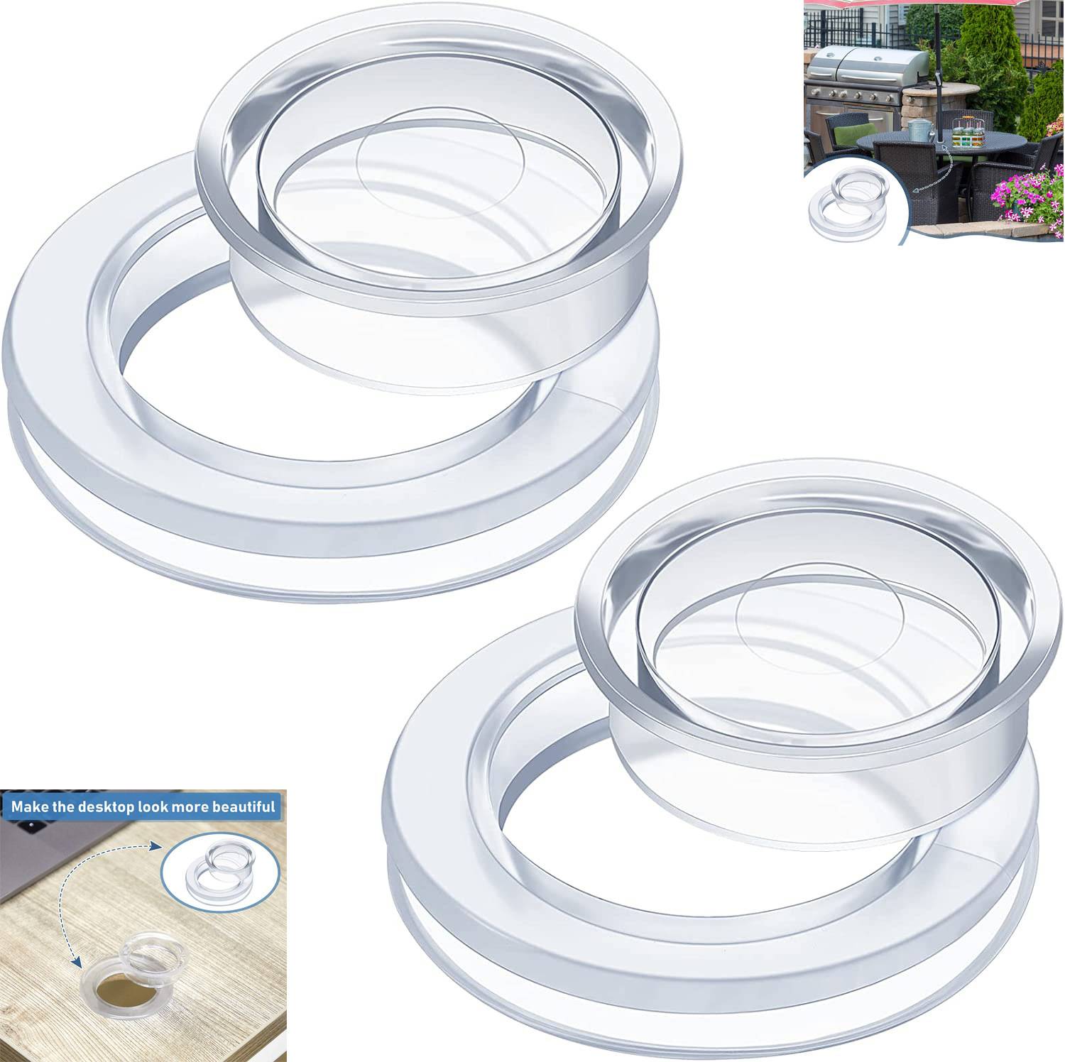 Schirmlochring und Kappenset Transparent