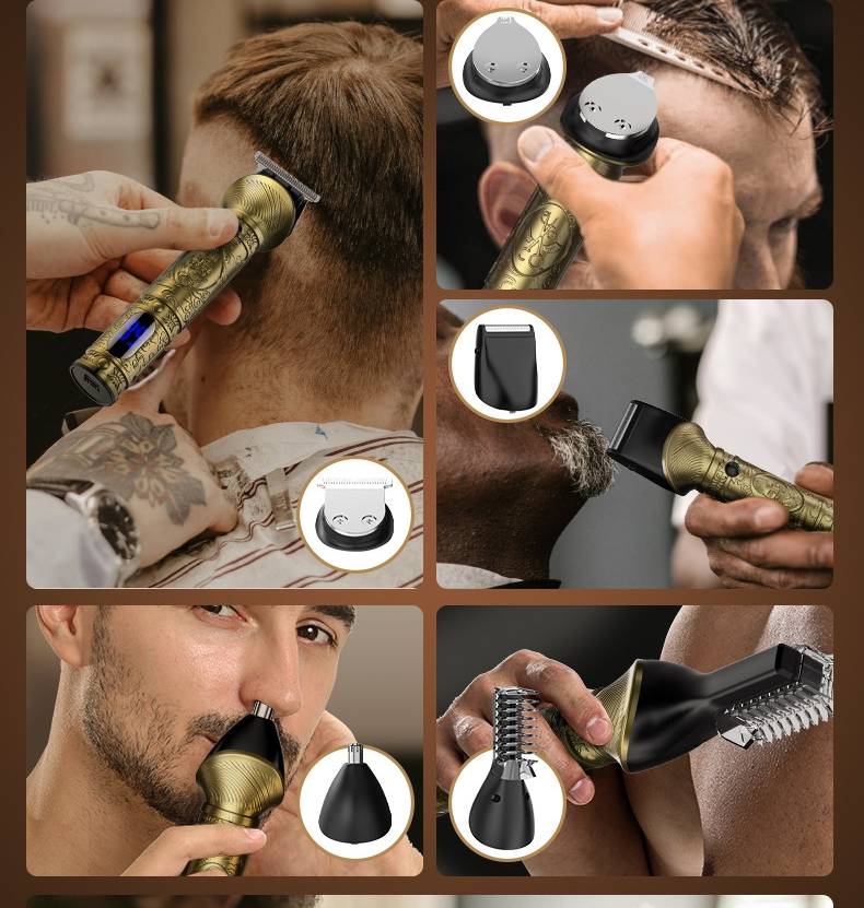 6-in-1 USB-Lade-Multifunktions-Pflegeset - Haarschneider-Set Gold