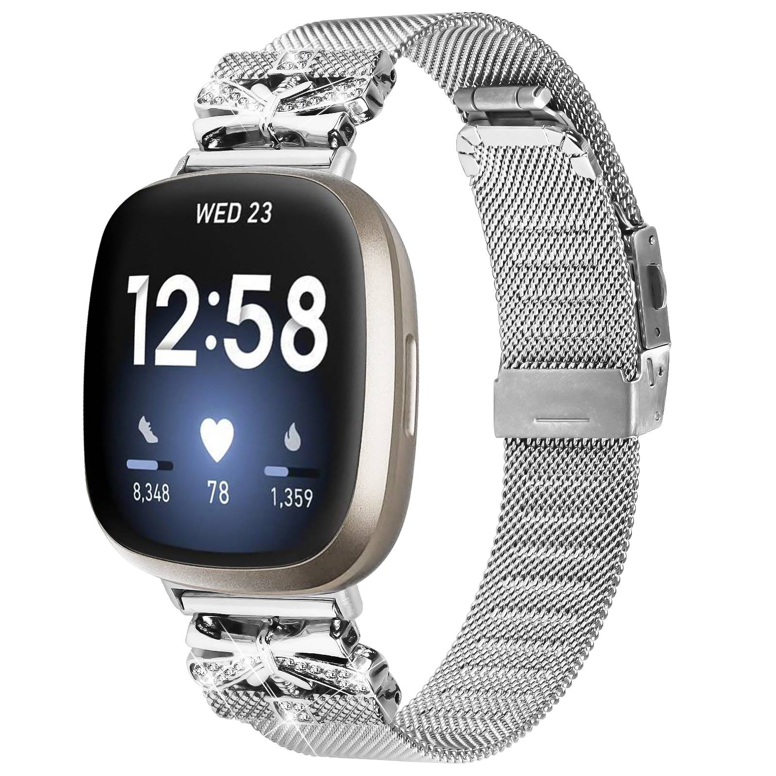 Edelstahl-Uhrenarmband für Fitbit Versa3/4/Sense 2 Silver