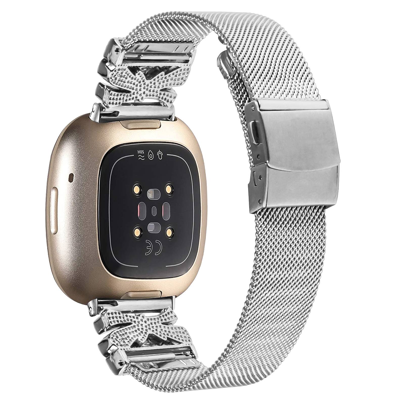 Edelstahl-Uhrenarmband für Fitbit Versa3/4/Sense 2 Silver