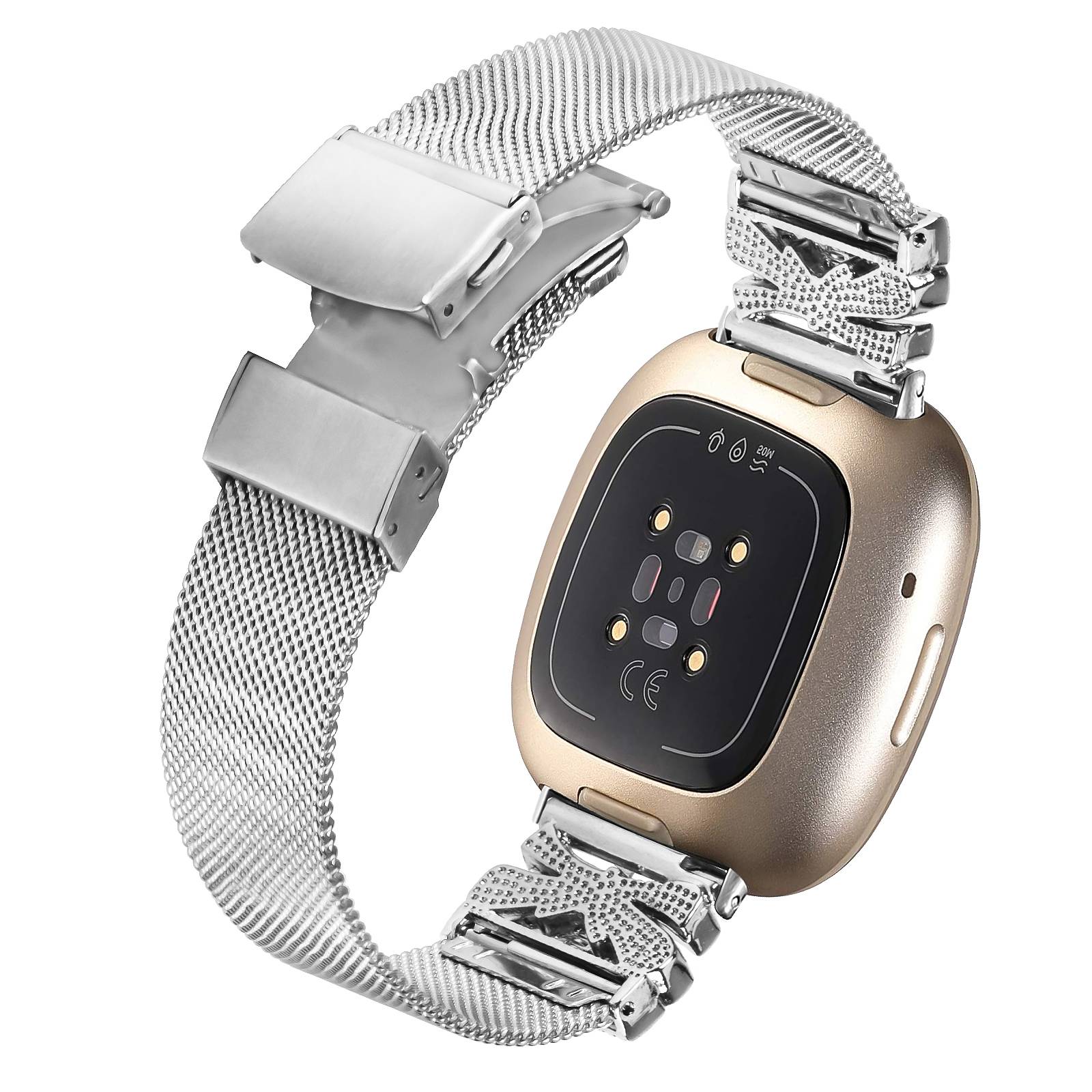 Edelstahl-Uhrenarmband für Fitbit Versa3/4/Sense 2 Silver
