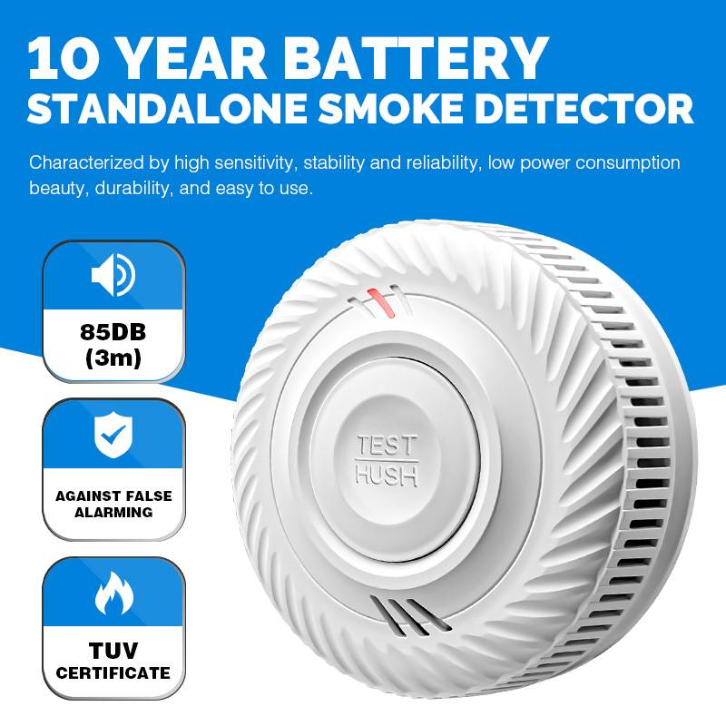Feuermelder mit LED-Anzeige und Batterie mit einer Lebensdauer von 10 Jahren White