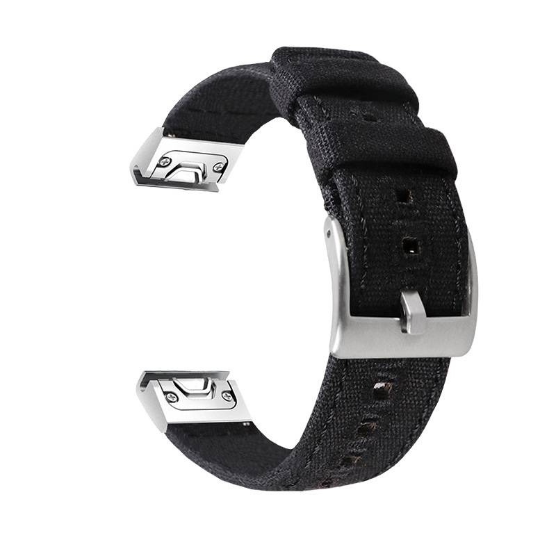 Canvas-Uhrenarmband für Garmin-Uhr Black M