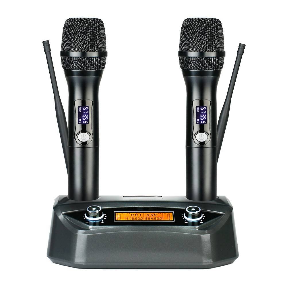 Professionelles Dual-Funkmikrofon mit festem Empfänger Black