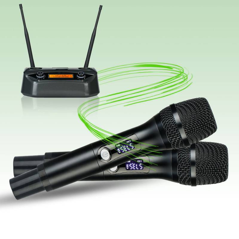 Professionelles Dual-Funkmikrofon mit festem Empfänger Black
