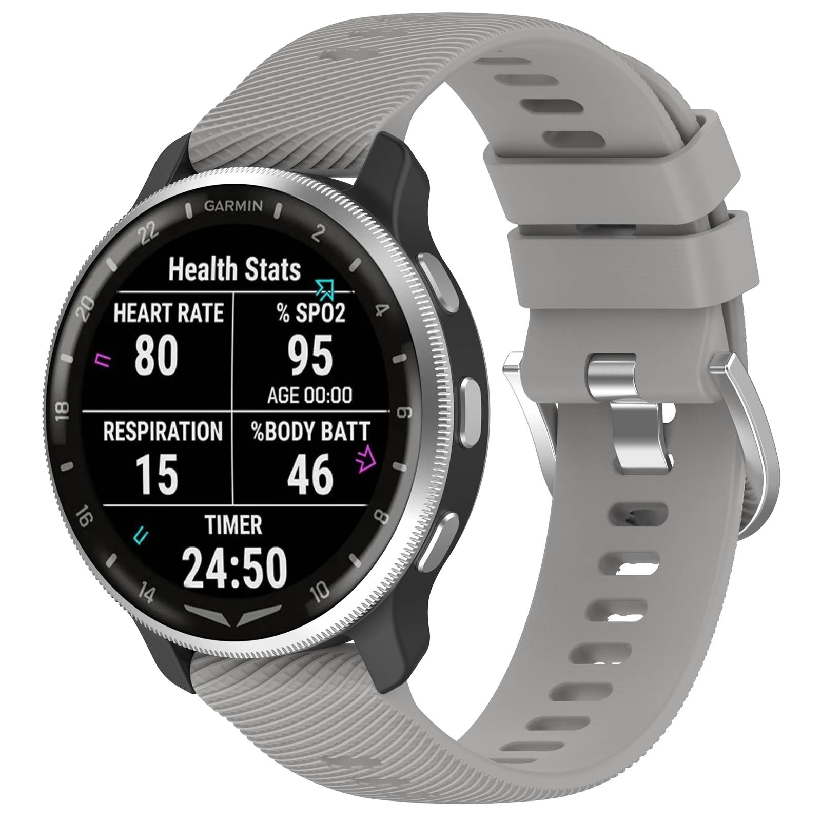 Silikon-Uhrenarmband für Garmin D2 Air X10 (43 mm), Garmin Bounce, Garmin Active5 Grey