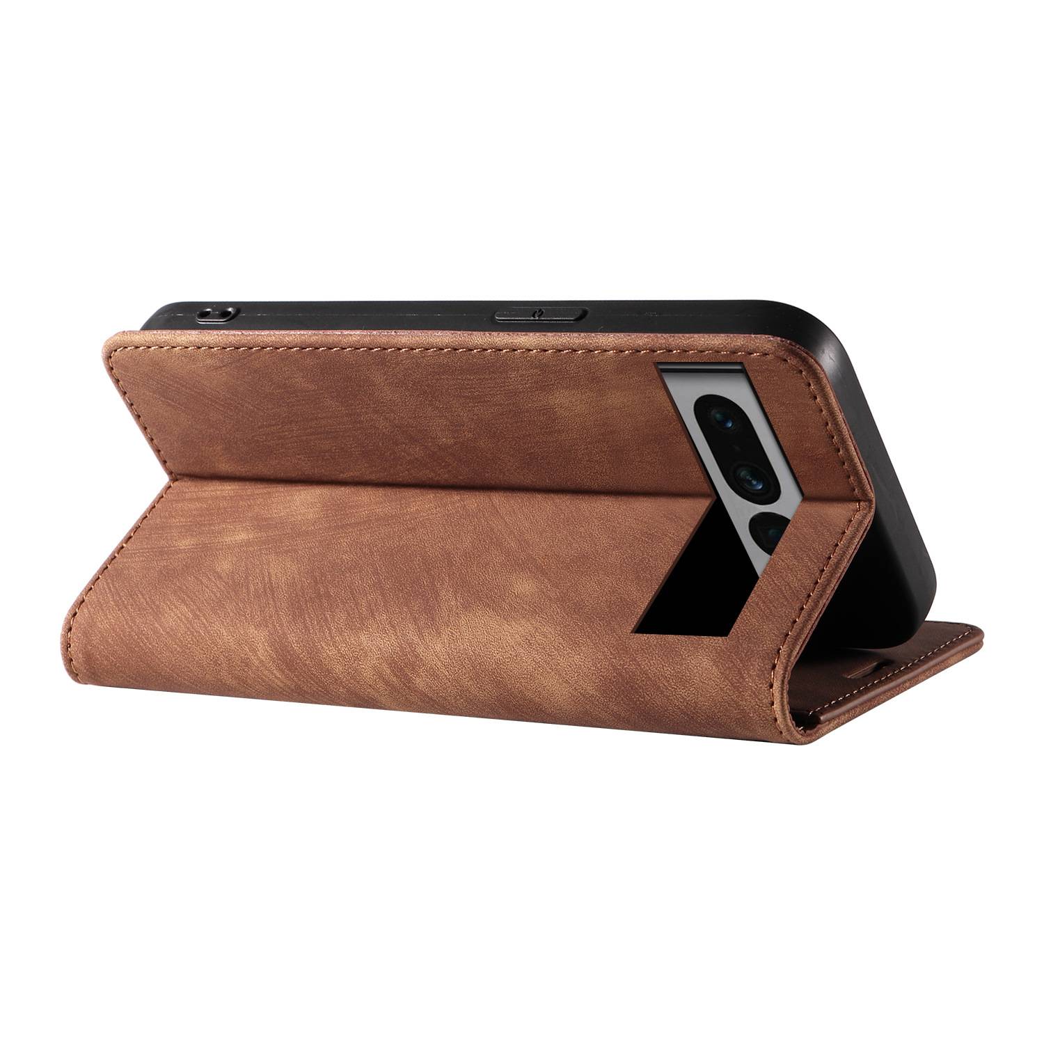 Magnetische Lederhülle für Google Pixel 8 Pro Brown