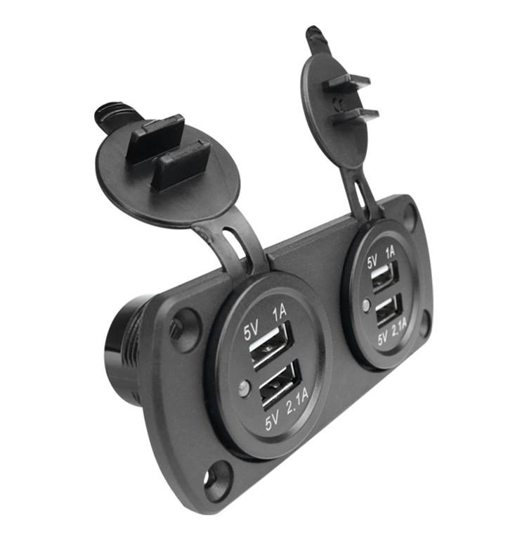 Duales USB-Autoladegerät mit blauem Licht (Panel mit 2 Ausgängen)