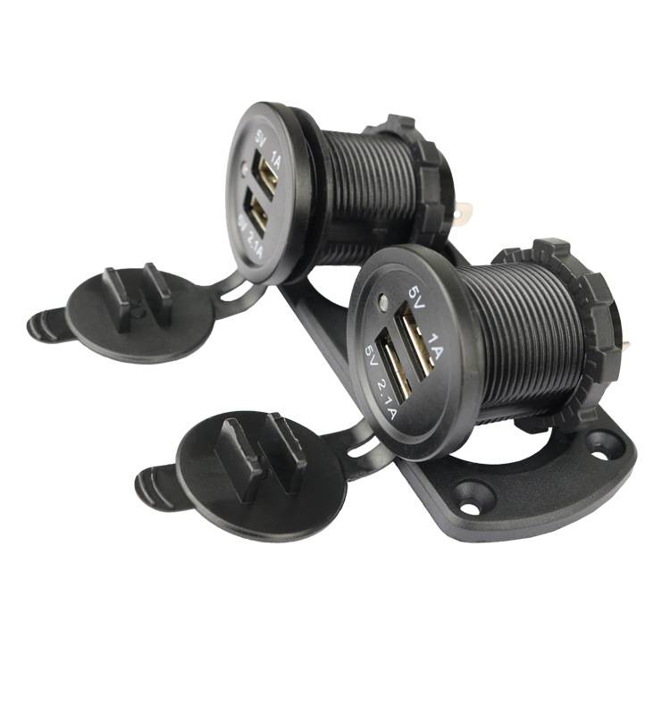 Duales USB-Autoladegerät mit blauem Licht (Panel mit 2 Ausgängen)