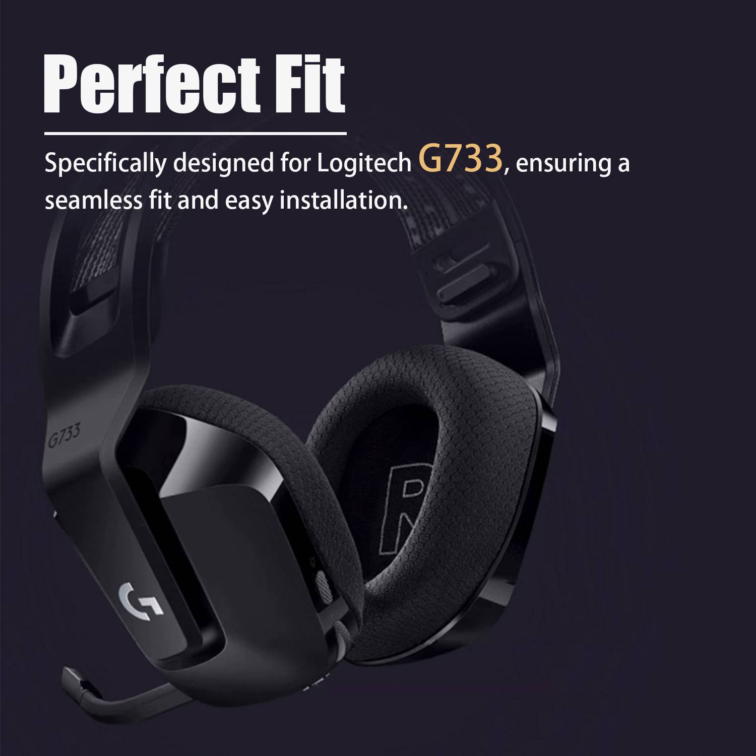 Ohrpolster und Kissen für Kopfbügel für Logitech G733 Black