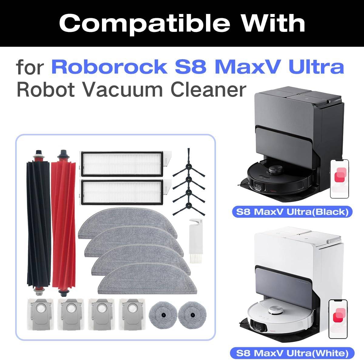 Zubehör für Roborock S8 MaxV Ultra 19 Teile