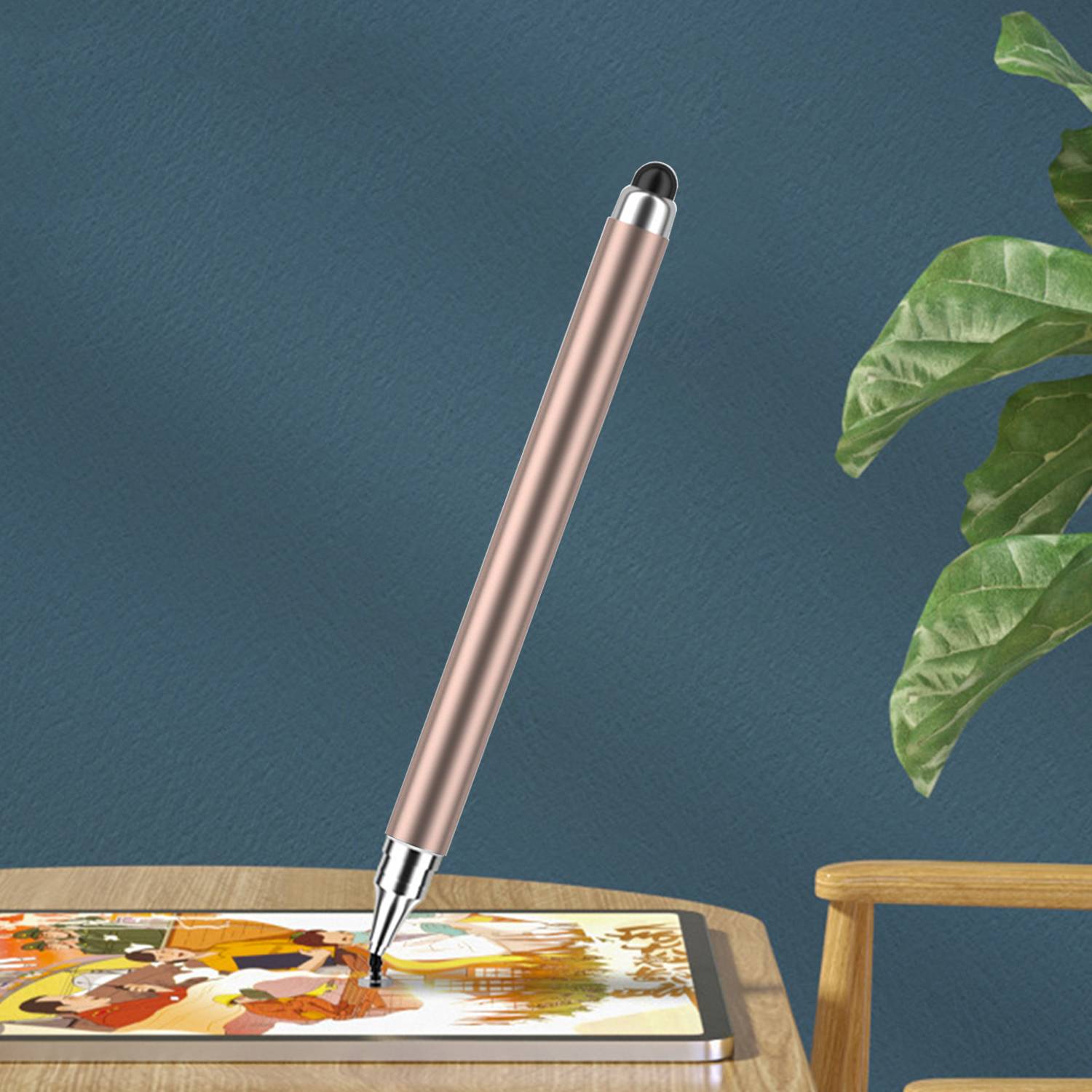 2-in-1-Eingabestift für Touchscreens (Doppelgummispitze) Gold