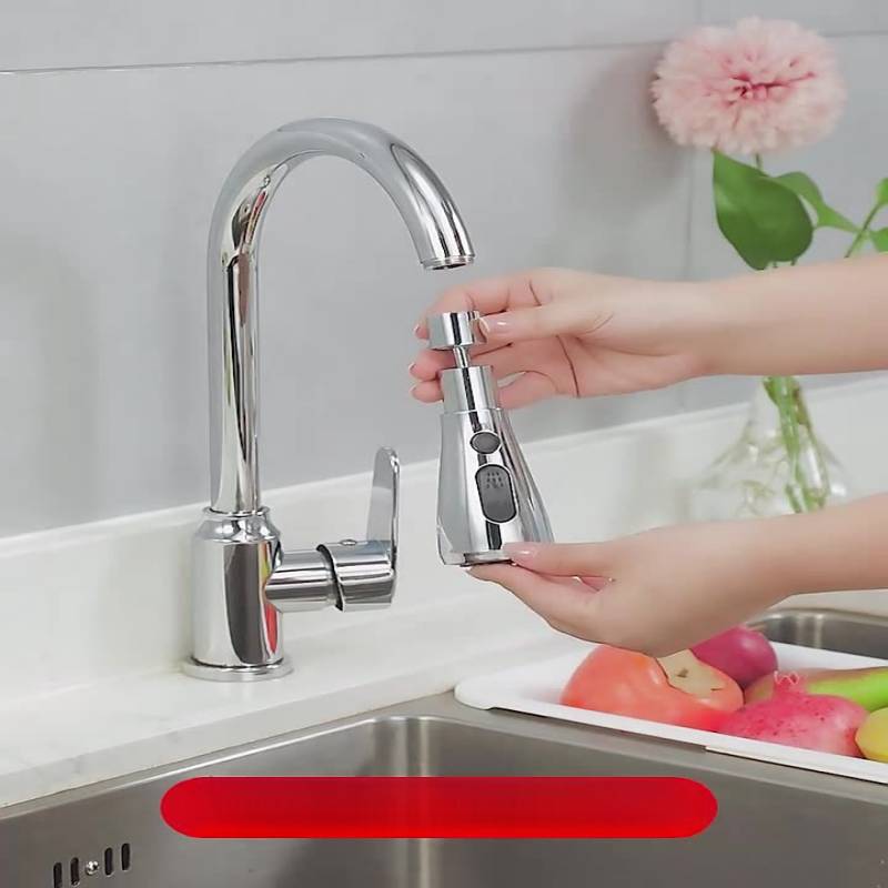 360-Grad drehbarer Küchenarmatur-Düsenaufsatz, erhöhter Wasserdruck, Kupfer und ABS Silver