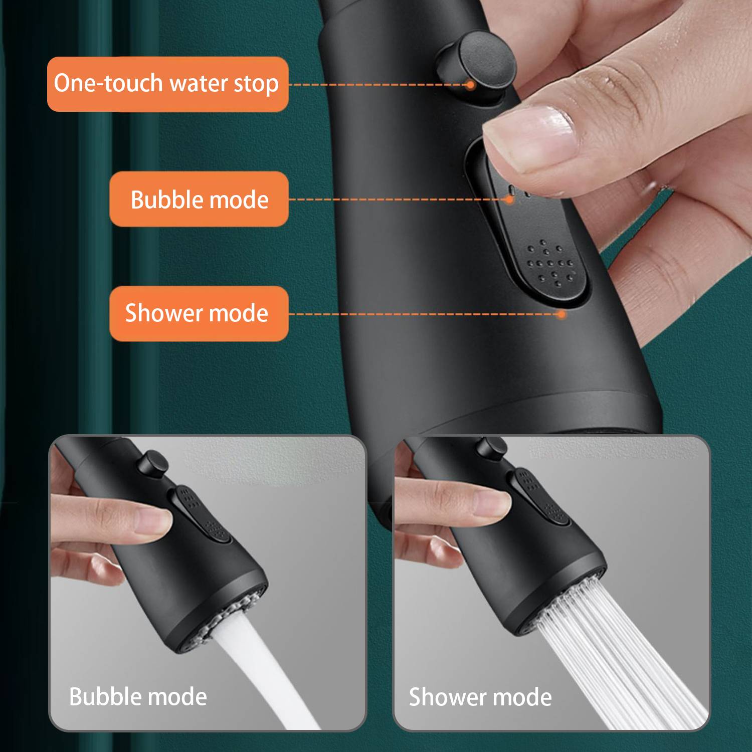 Schwenkbare Brausedüse für Küchenarmatur Black