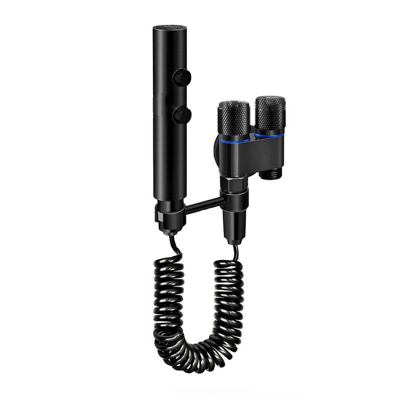 Druckverstärkender Toilettensprüher mit Ständer und zwei Modi Black