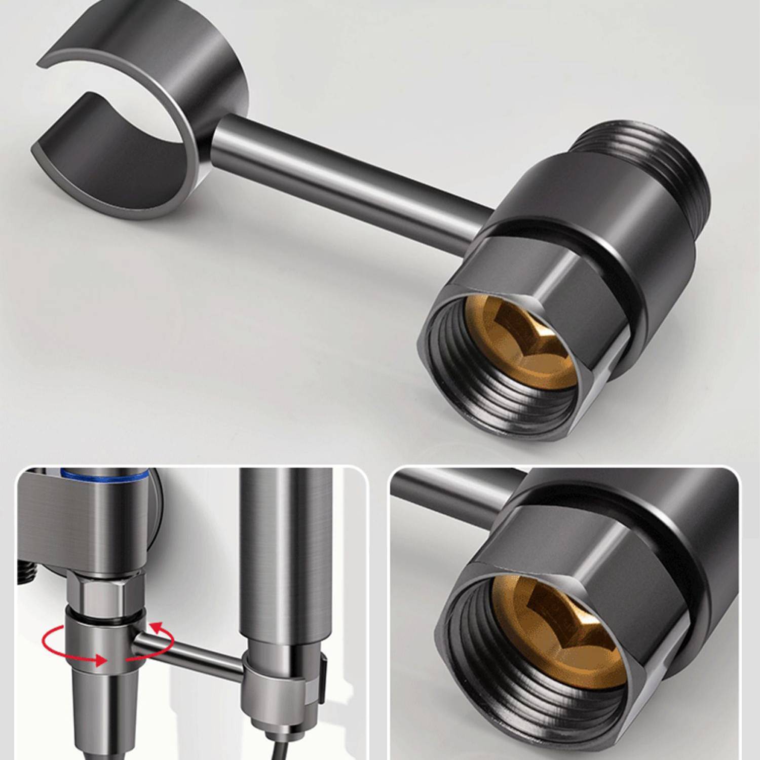 Druckverstärkender Toilettensprüher mit Ständer und zwei Modi Black