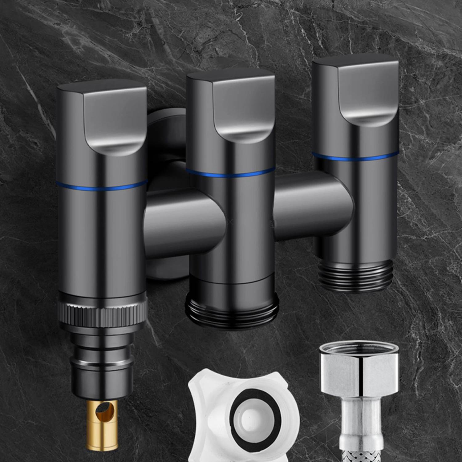 Dreifaches Auslassventil – galvanisierter Edelstahl Silver