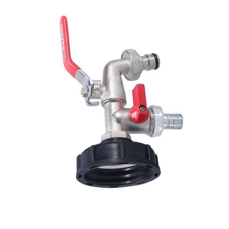 IBC-Behälterventil - 4-Wege-Adapterkappe mit Legierungshahn und Teflonband