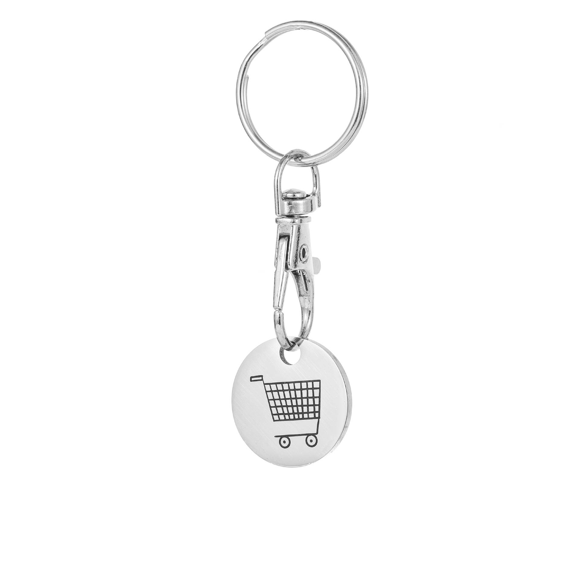 Einkaufswagenmünze aus Edelstahl mit Schlüsselring Einkaufswagen