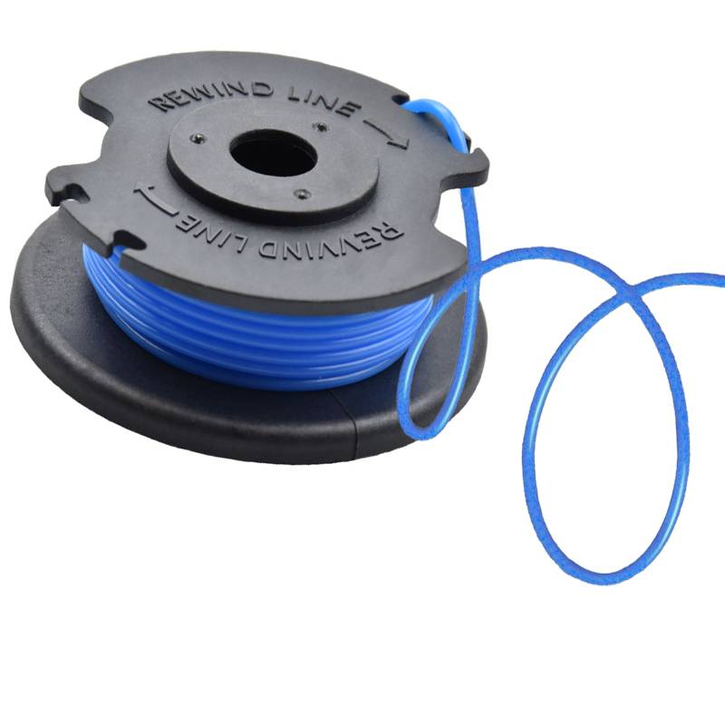 RYOBI Trimmer-Ersatzspulen mit Kappe (12er-Pack blaue Schnur + 2er-Pack graue Kappe)