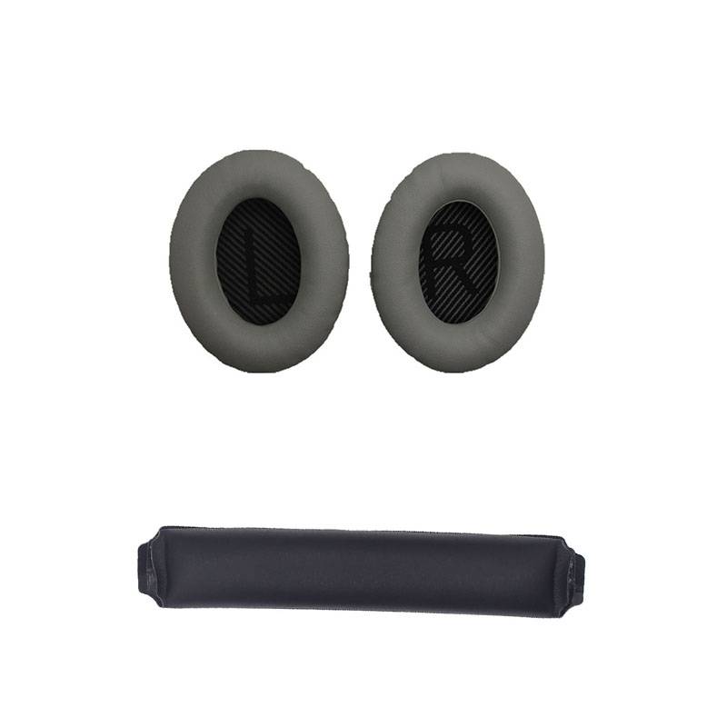 Ersatz-Ohrpolster und Kopfbügel für Bose QC15 QC25 QC35 Kopfhörer Grey+Black