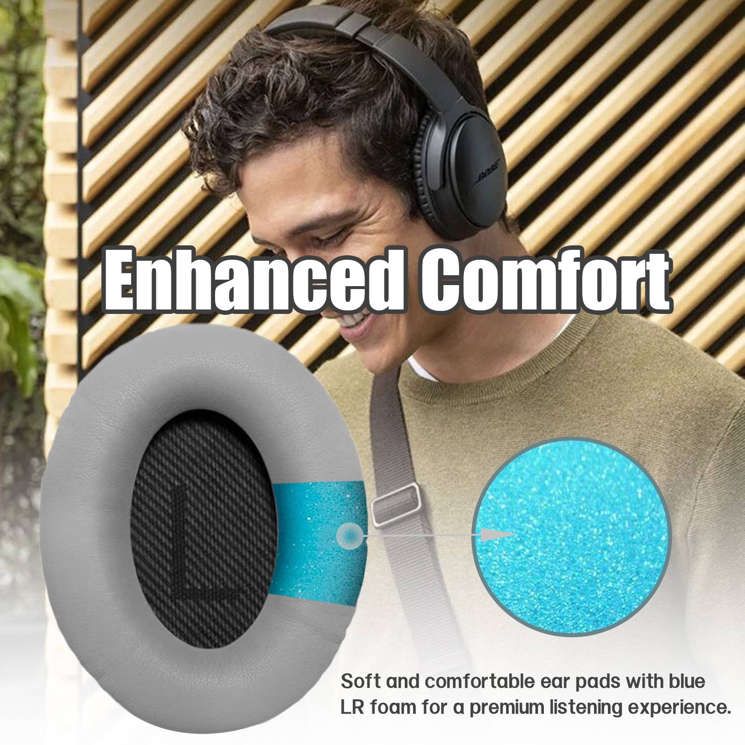 Ersatz-Ohrpolster und Kopfbügel für Bose QC15 QC25 QC35 Kopfhörer Grey+Black