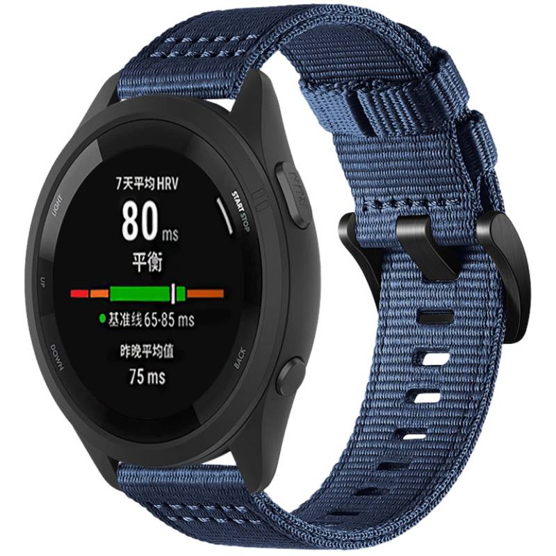 Nylon-Uhrenarmband für Garmin Forerunner 255/265/245 Smartwatch Blue S